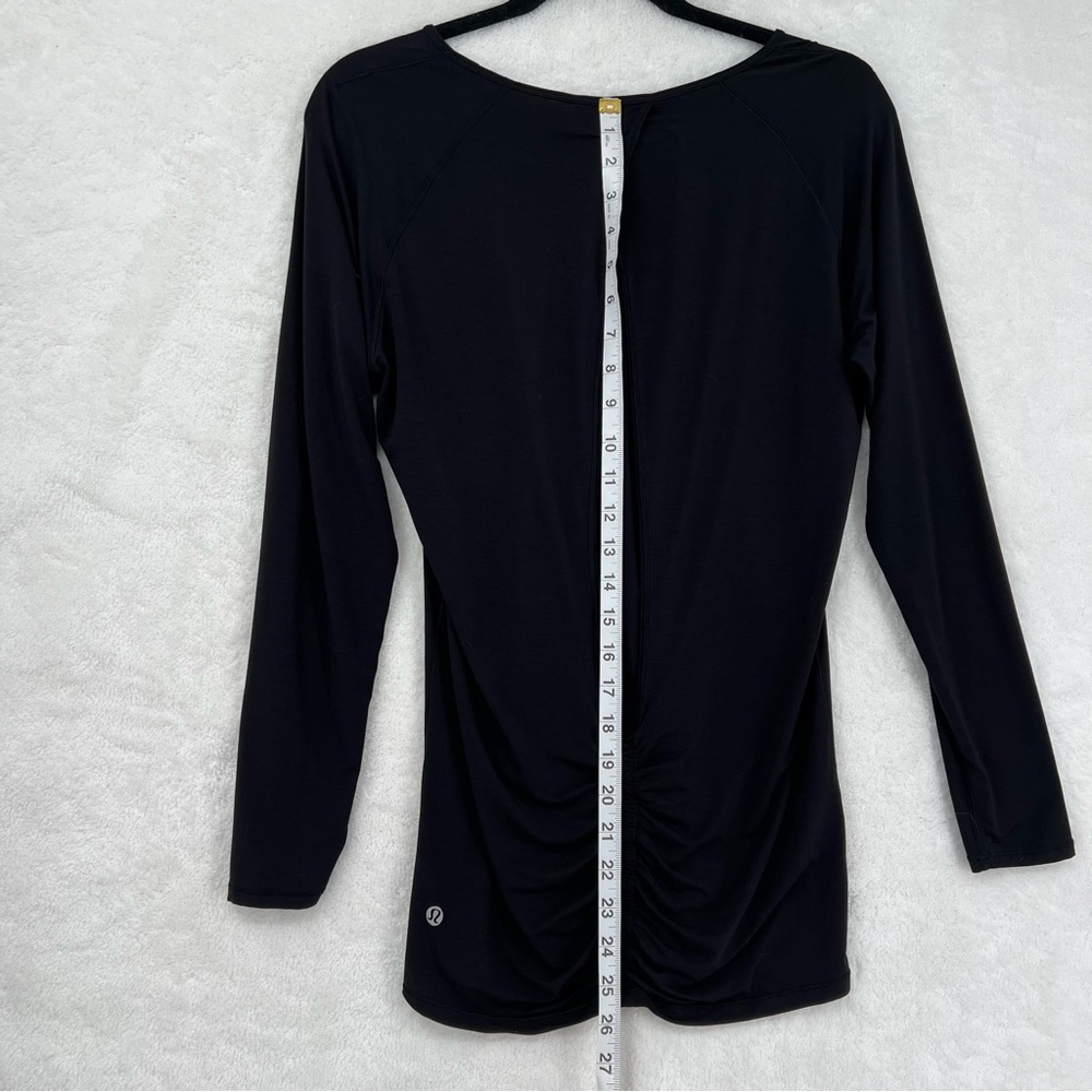 Lululemon Deep Stretch Long Sleeve Cinch MicroModal top Black Women Med 6/8 - Picture 7 of 11
